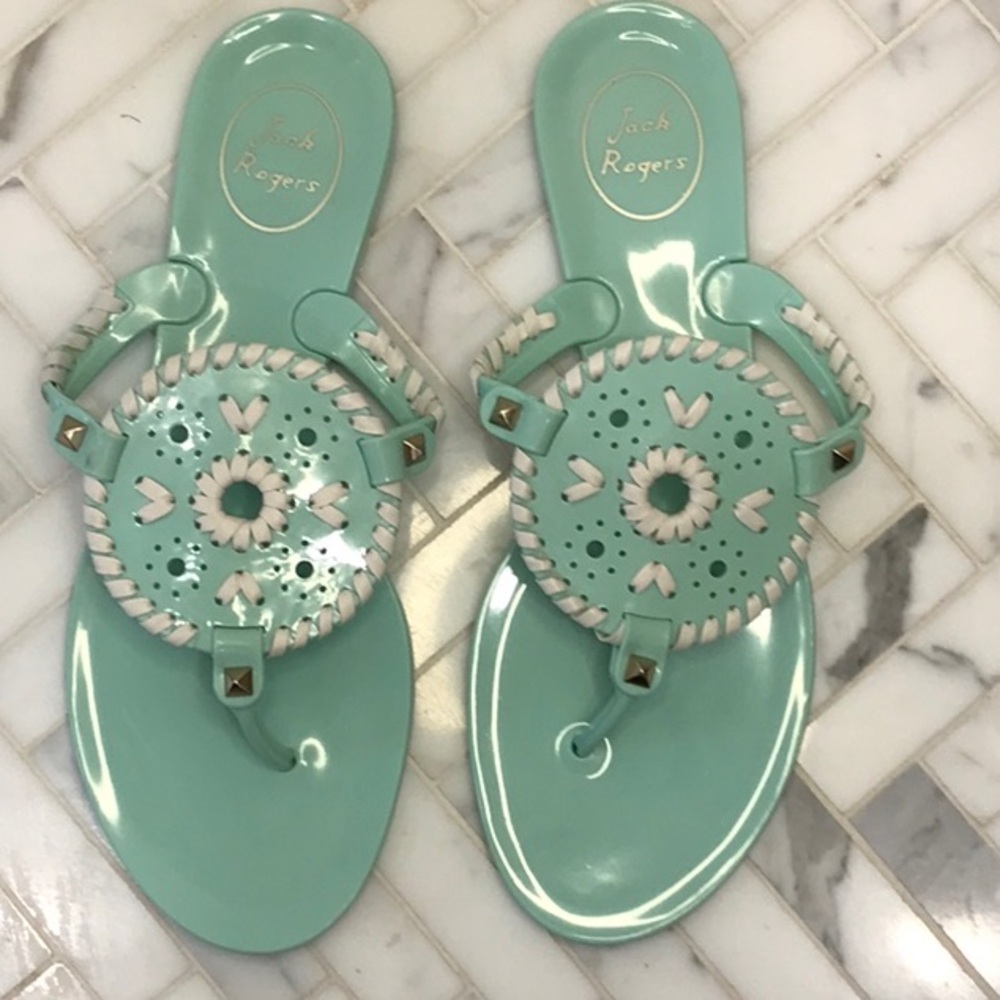 Jack Rogers, Georgica, Jelly mint green flip-flops.  Size 8